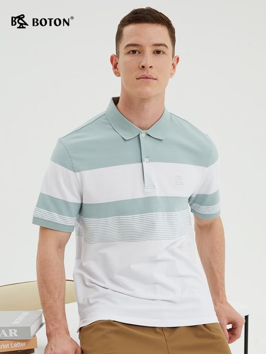 波顿夏季短袖条纹polo衫男士潮牌翻领拼色高端大码保罗t恤MT895222 商品图2