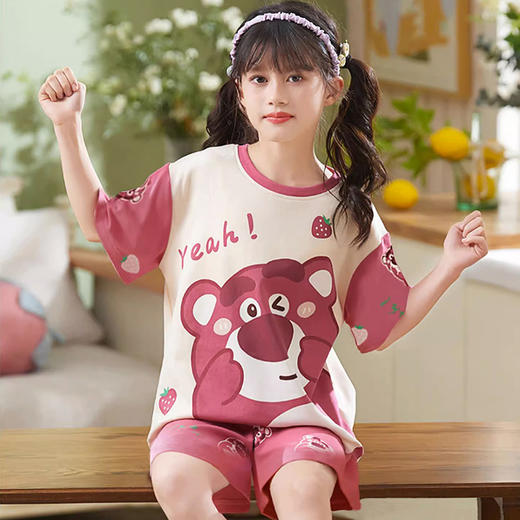 【29.9/套】儿童款睡衣女童睡裙卡通公主风宝宝短袖短裤套装宽松中大童男女童家居服聚 商品图6