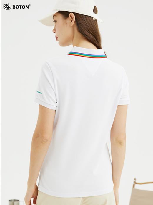 波顿夏季休闲白色运动保罗Polo衫女翻领修身纯棉短袖t恤LT269222 商品图1