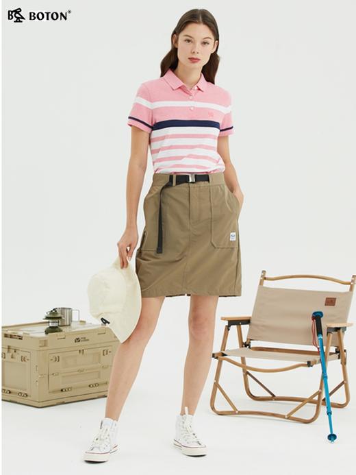 波顿女装撞色条纹短袖polo衫_夏季翻领t恤透气显瘦修身上衣LT272222 商品图1