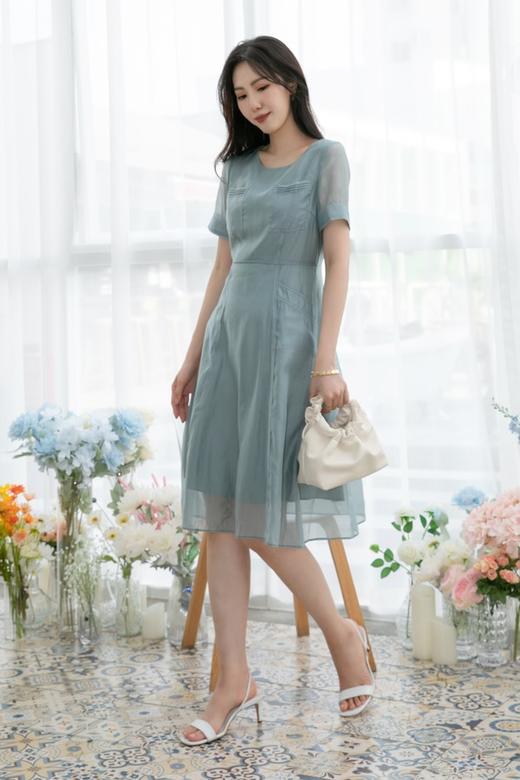 FLOWER ENJOY 湖蓝色圆领连衣裙 13123 商品图6