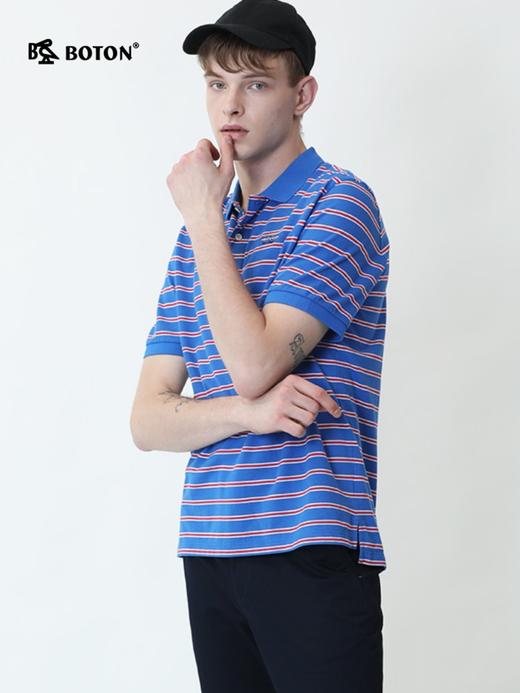 波顿夏季男士拼色翻领条纹短袖polo衫商务休闲t恤衬衣MT863220 商品图2