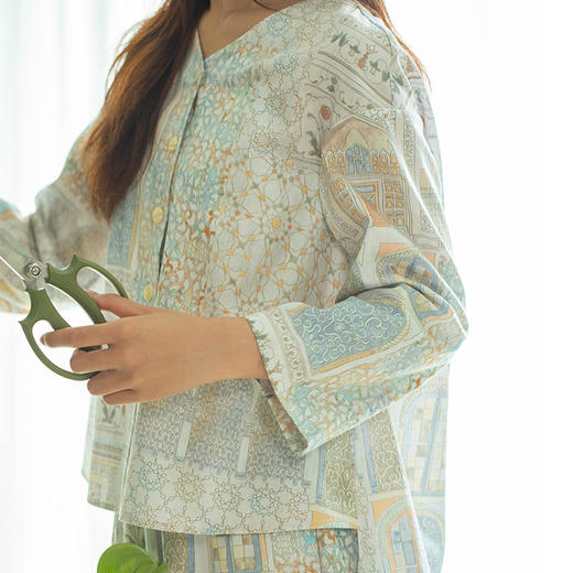 蒙特堡的城墙家居服睡衣女套装纯棉薄款复古风高级感夏季 商品图0