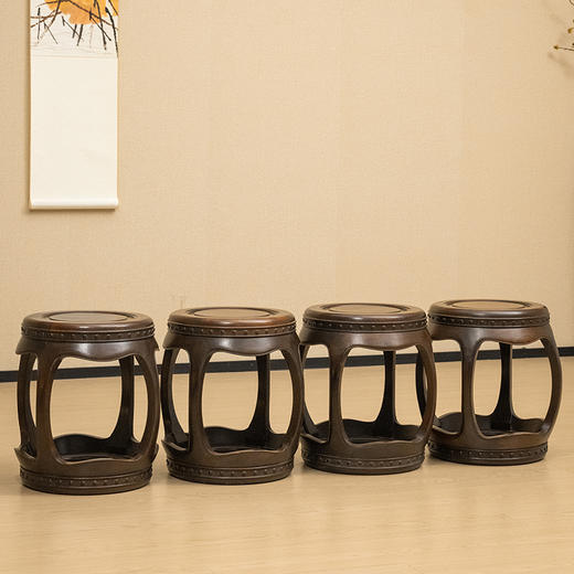 清 红木四足鼓凳成堂（一堂四只） 商品图4