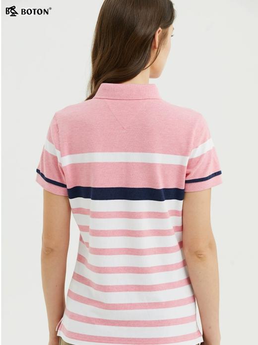 波顿女装撞色条纹短袖polo衫_夏季翻领t恤透气显瘦修身上衣LT272222 商品图2