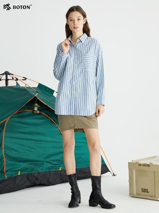 波顿工装A字半身裙女夏季复古时尚宽松气质显瘦系腰后开叉短裙子LK209222 商品图1