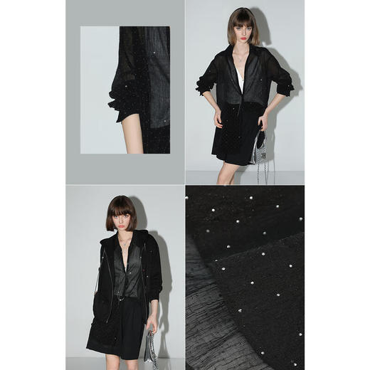 COCOBELLA[璀璨星河]轻奢风重工烫钻肌理衬衫女秋上衣SR3036 商品图3