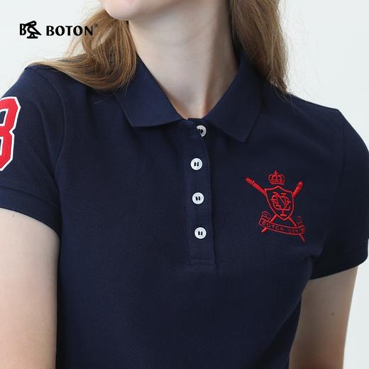 波顿女士春夏季时尚大码印花短袖美式polo针织连衣裙LD217220 商品图3