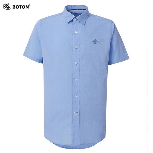 波顿夏季短袖纯色衬衫男士高端潮流美式休闲大码纯棉衬衣MS886222 商品图4
