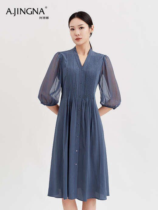 【通勤连衣裙】阿菁娜通勤松紧腰连衣裙F29X212033 商品图4