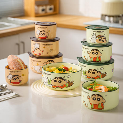 摩登主妇&蜡笔小新陶瓷饭盒微波炉加热上班族专用便当保鲜碗 商品图0