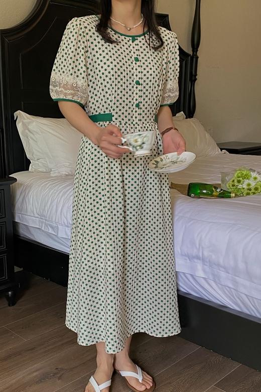 L.Fleuri 波点泡泡袖连衣裙 16195 商品图0