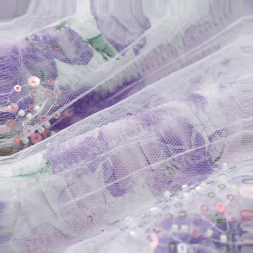 复古浪漫紫花茶歇V领显瘦连衣裙MS85DR069 商品图4