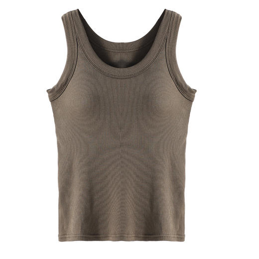 带胸垫莫代尔螺纹打底吊带小背心女内搭夏季纯色外穿遮副乳上衣 商品图4