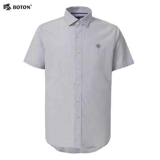 波顿夏季短袖纯色衬衫男士高端潮流美式休闲大码纯棉衬衣MS886222 商品图6