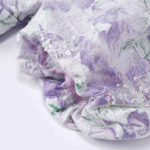 复古浪漫紫花茶歇V领显瘦连衣裙MS85DR069 商品图1