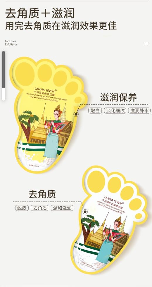 让“粗手粗脚”重焕新生！【泰国LANNA SEVEN纳兰牛奶手足膜】【买10赠1】到手11对！！ 商品图4