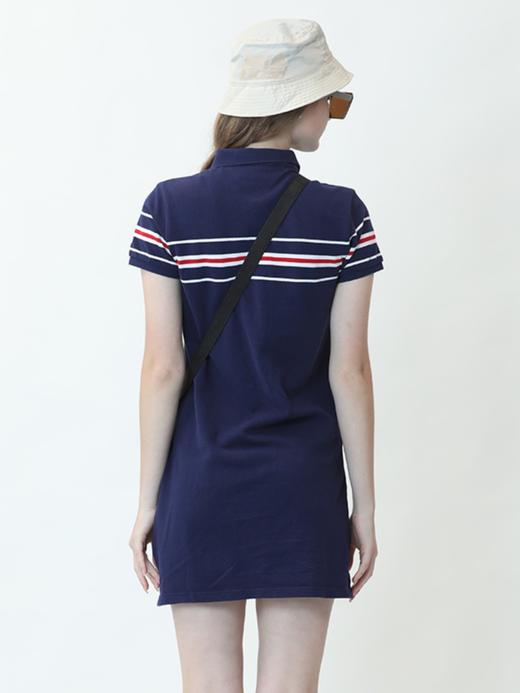波顿夏季女士针织条纹polo领连衣裙大码短袖收腰短款裙子LD218220 商品图1