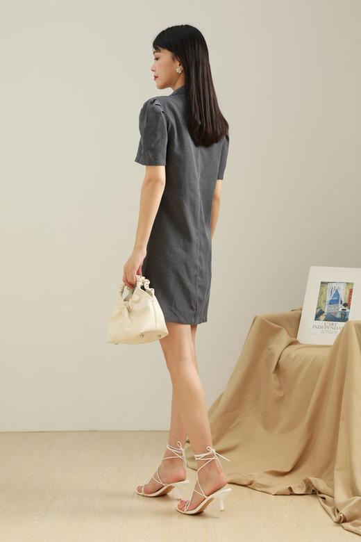 amadella 花灰棉麻褶皱设计感连衣裙 12802 商品图2