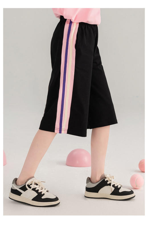 女童七分裤夏季薄款2024新款女孩夏天洋气短裤凉感速干休闲裤 商品图1