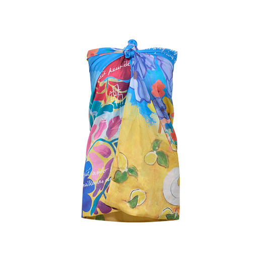 两三事 纵情夏日 2024夏季新款时尚复古双面印花丝巾女款 商品图4