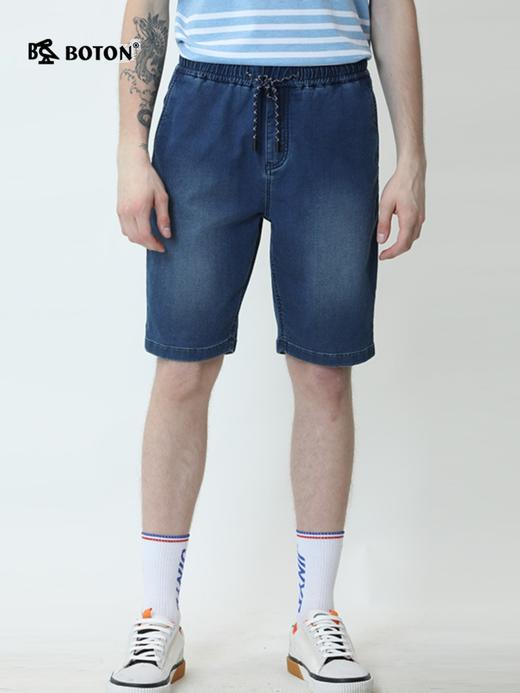 波顿夏季薄款高端牛仔短裤男士经典抽绳松紧直筒中裤五分裤MF712220 商品图1