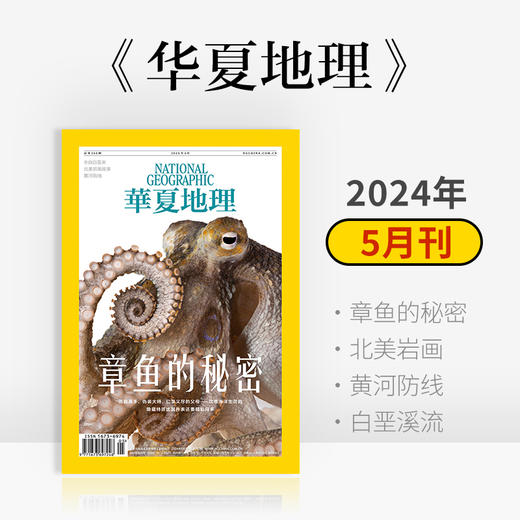 《华夏地理》杂志2024年5月刊- 章鱼的秘密 黄河防线 水自白垩来 北美岩画-苍岩石壁绘图腾 商品图0