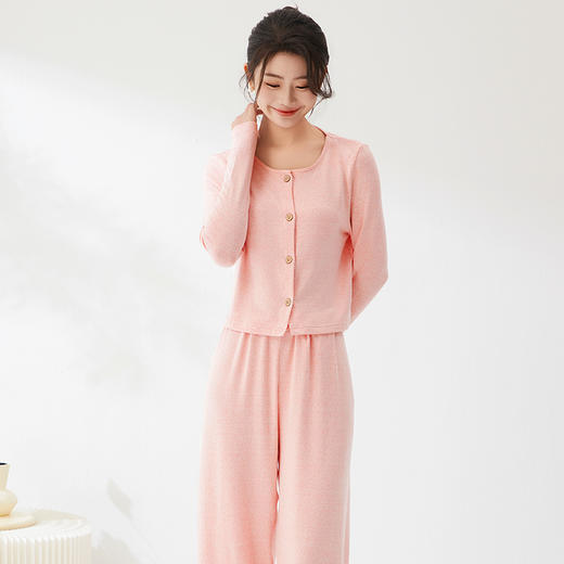 爱帝法式小香风云感柔软花纱针织长袖家居服套装 商品图5