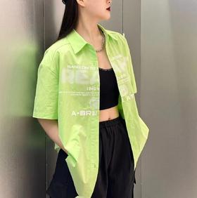 2-7MZ前幅设计印字母短袖衬衫40430（绿） 夏季 142070100321