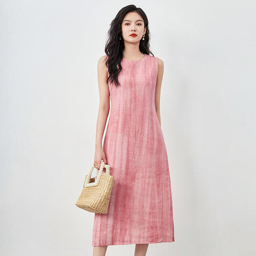 扎染棉麻简约大气，今年流行老钱风法式无袖连衣裙WLZD2421109 商品图3