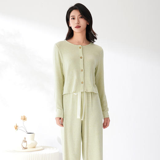 爱帝法式小香风云感柔软花纱针织长袖家居服套装 商品图2