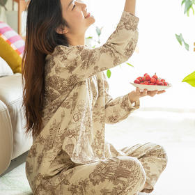 卢瓦尔河谷家居服睡衣女套装纯棉薄款复古风高级感夏季