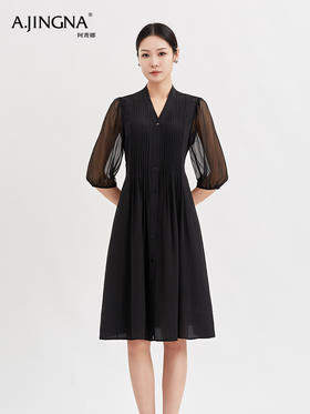 【通勤连衣裙】阿菁娜通勤松紧腰连衣裙F29X212033