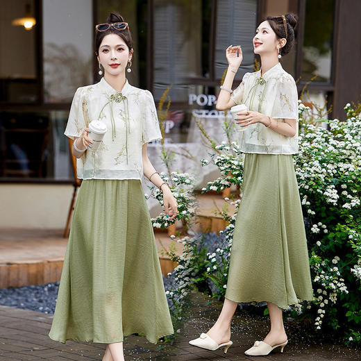 新中式国风气质，改良旗袍汉服套装裙HR-QIXFS249911 商品图3