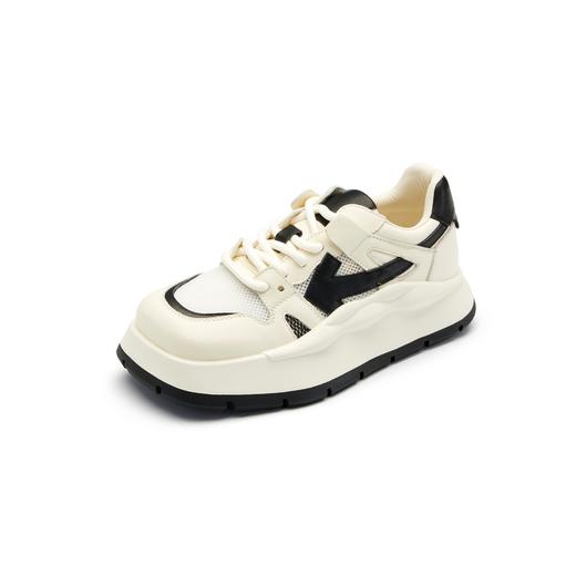 westory真皮厚底增高网面老爹鞋女款夏季新款高级感圆头56131 商品图2