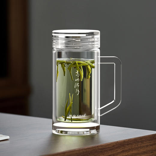 思宝双层厚底玻璃办公杯  高山流水 商品图0