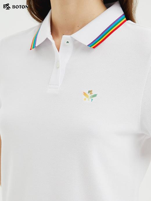 波顿夏季休闲白色运动保罗Polo衫女翻领修身纯棉短袖t恤LT269222 商品图3