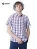 波顿夏日经典英伦男士短袖格子衬衫时尚潮流休闲修身红蓝色MS867220 商品缩略图1