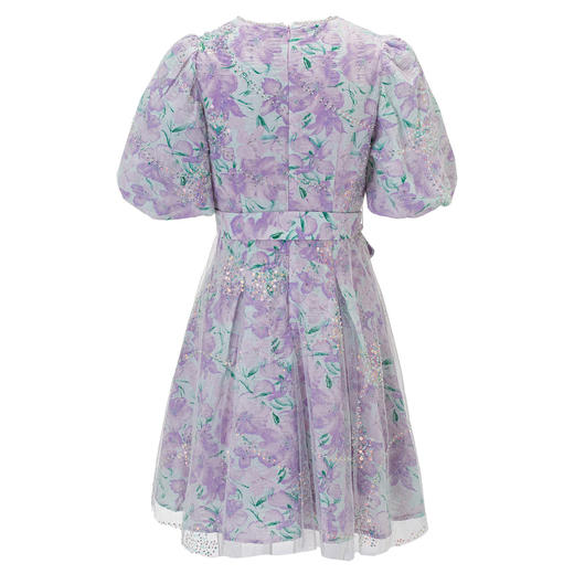 复古浪漫紫花茶歇V领显瘦连衣裙MS85DR069 商品图3