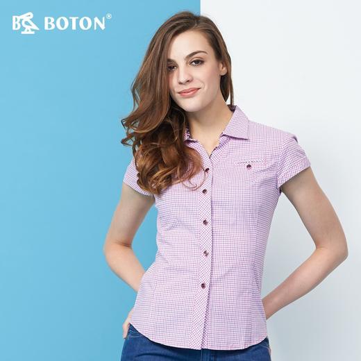 【第2件半价！尾货清仓不退换】波顿夏款格子_短袖衬衫女式LS722214 商品图1