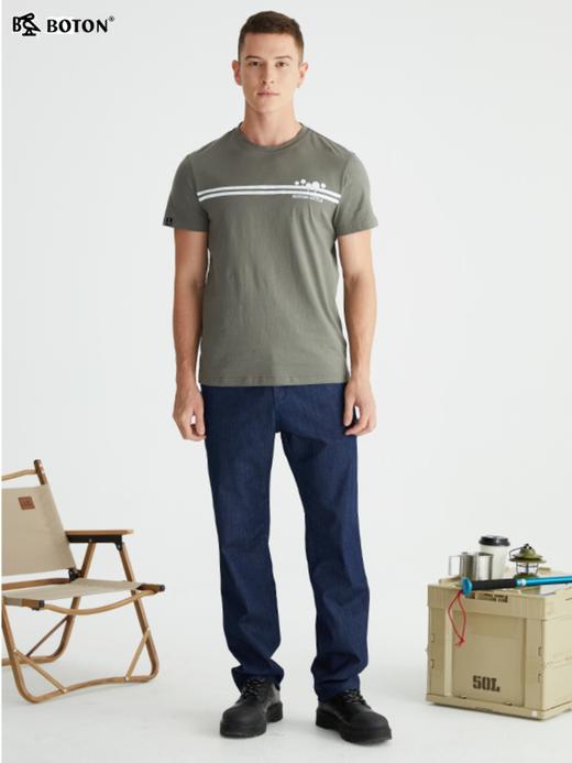 波顿男士短袖t恤圆领宽松印花半袖纯棉夏季潮流百搭休闲上衣MT900222 商品图3