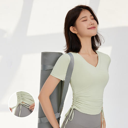 【限时秒】YOGACODE【火树银花系列】2024 春夏瑜伽服上衣短袖褶皱收腰休闲运动上衣 DST802 商品图0