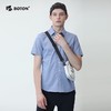 波顿夏季男士短袖高端纯色棉衬衫浅蓝色潮品牌休闲衬衣MS858220 商品缩略图3