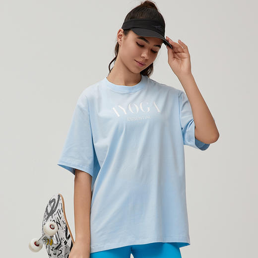 IYOGA  2024  新款简约短袖宽松透气t恤夏季男女款T063 商品图2