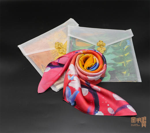 100%桑蚕丝/丝巾/3款/金羽翼残障儿童手绘原创画衍生品 商品图2