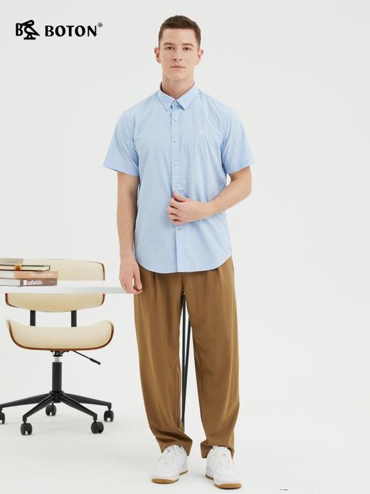 波顿短袖格子衬衫男夏装商务休闲衬衣百搭宽松半袖上衣MS880222 商品图4
