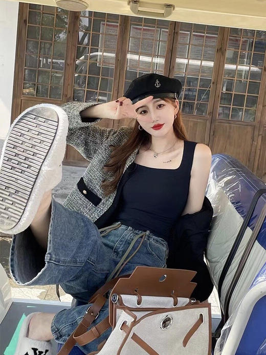 宽肩带方领带胸垫背心/细肩带U领带胸垫背心 商品图2