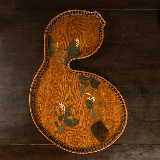 藤编彩绘葫芦纹茶盘 商品图1