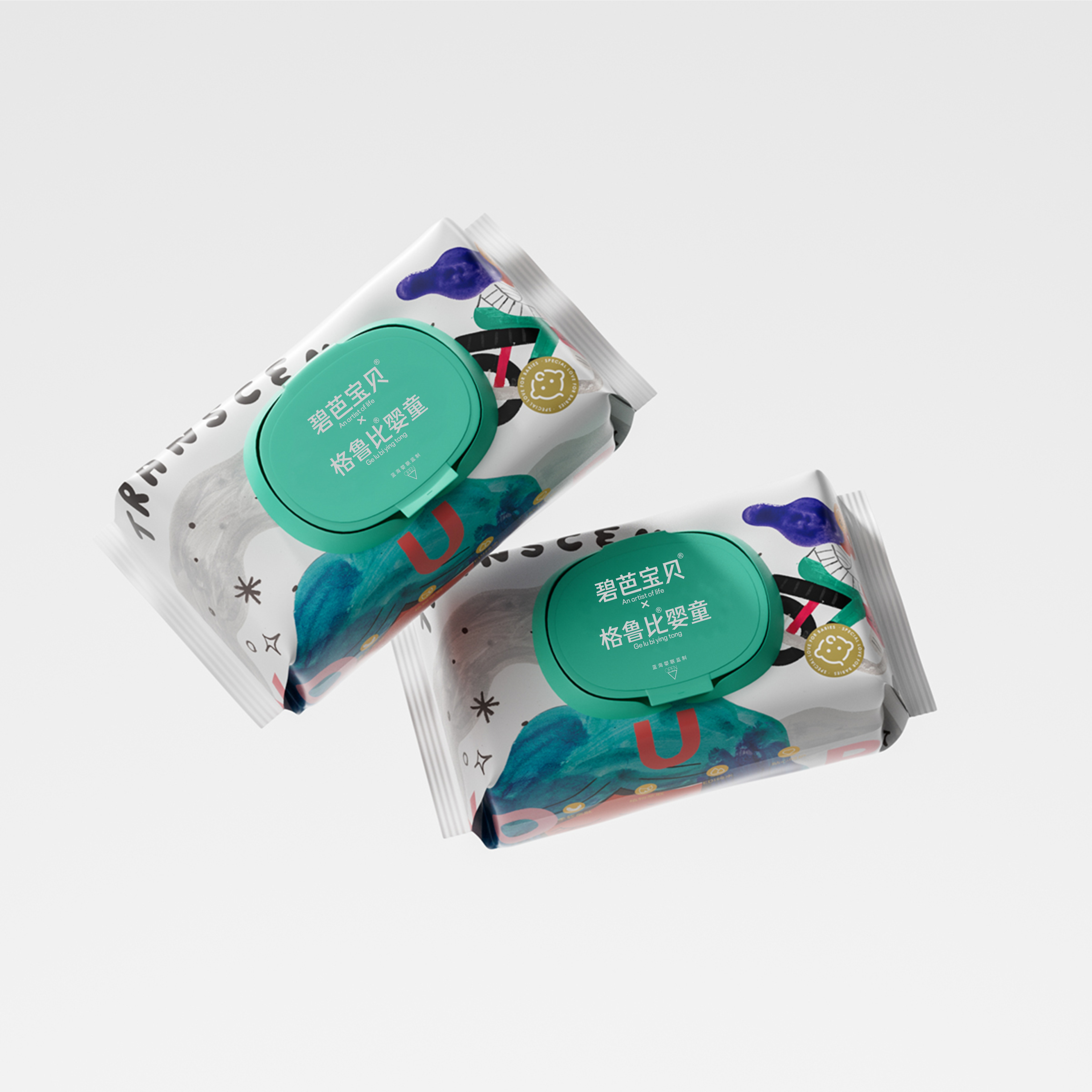 80抽*1包，碧芭宝贝&格鲁比联名婴儿手口湿巾