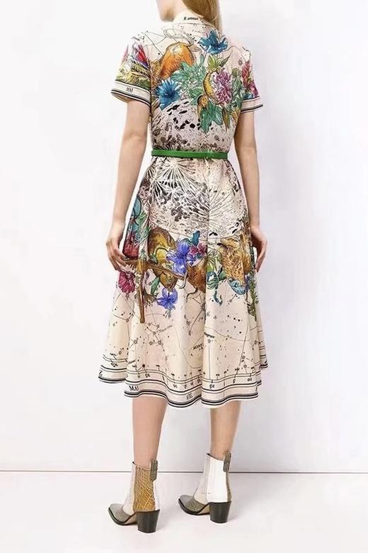 Le Malene 翻领动物印花中长连衣裙 16587 商品图1